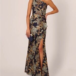 Adrianna Papell Jacquard  One-Shoulder  Dress